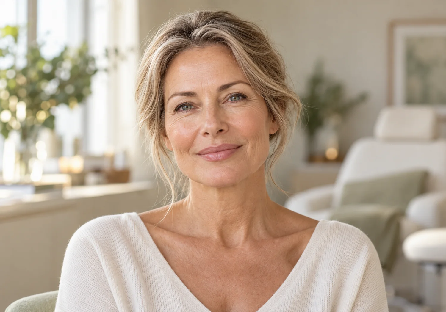 Retrato ilustrativo de una mujer adulta con piel natural